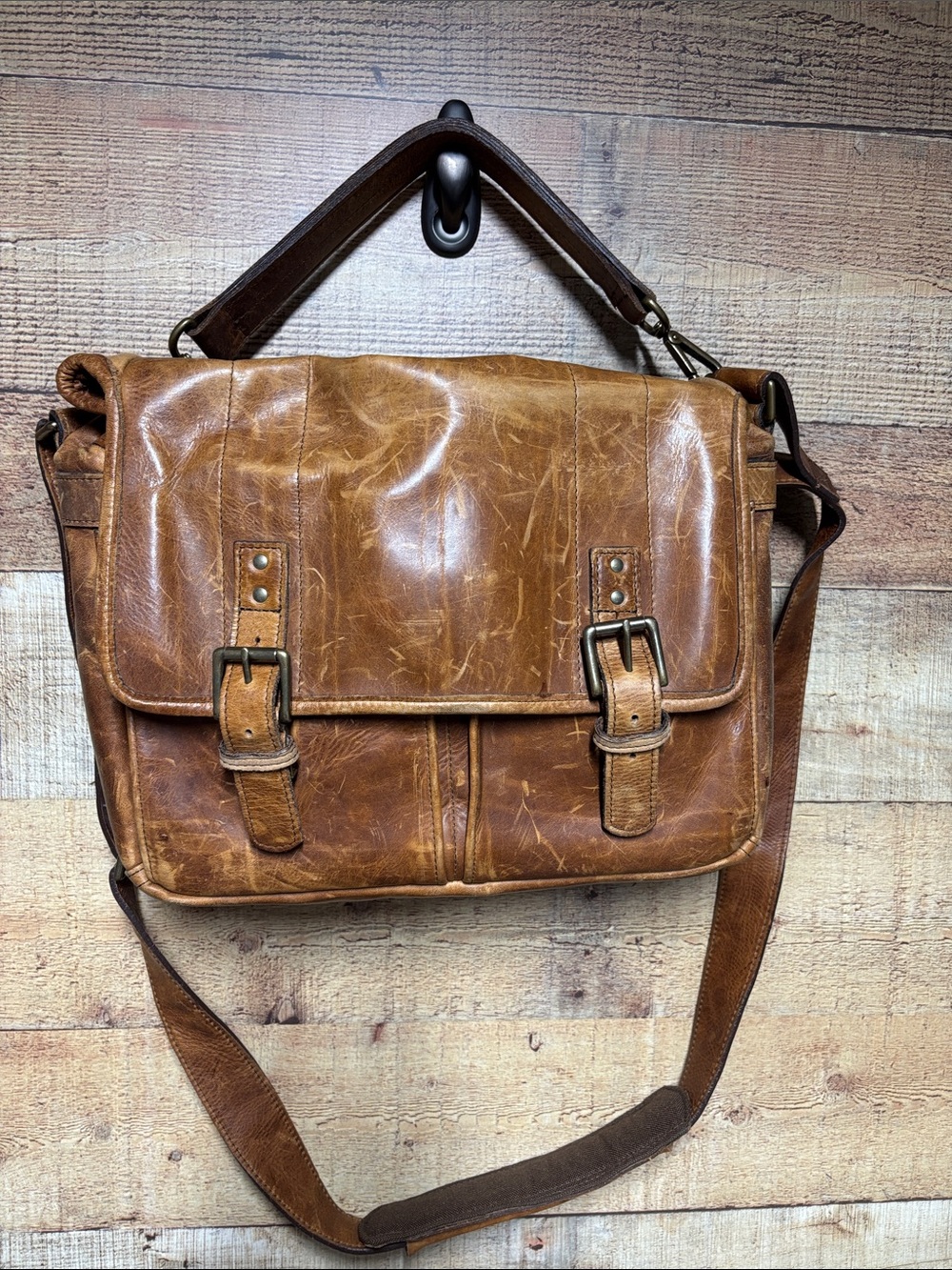 ONA The Prince Street Brown Leather Camera Messenger Laptop Bag antique cognac